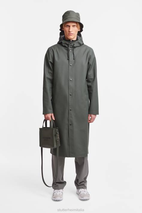 vestiario L08Z102 verde uomini impermeabile lungo con stampa Stoccolma Stutterheim