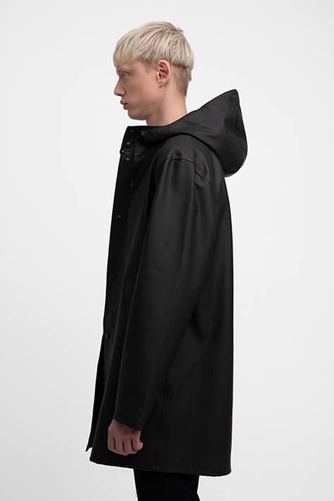 vestiario L08Z229 tutto nero uomini impermeabile di Stoccolma Stutterheim