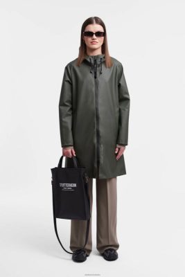 Stutterheim Mosebacke impermeabile leggero con cerniera verde - Stutterheim Raincoats 8V6X66 donne