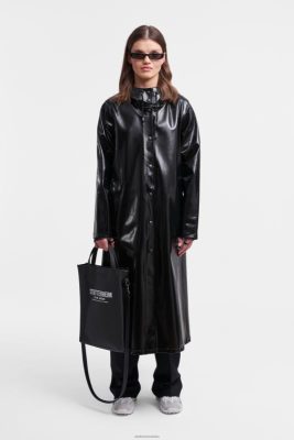 Stutterheim Mosebacke impermeabile lungo opale con stampa nero - Stutterheim Raincoats 8V6X668 donne
