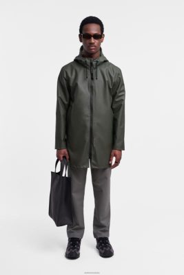 Stutterheim Stoccolma leggero impermeabile con cerniera verde - Stutterheim Raincoats 8V6X696 uomini