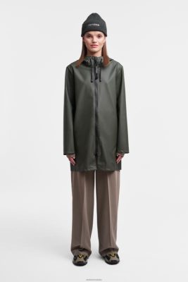 Stutterheim Stoccolma leggero impermeabile con zip verde - Stutterheim Raincoats 8V6X615 donne