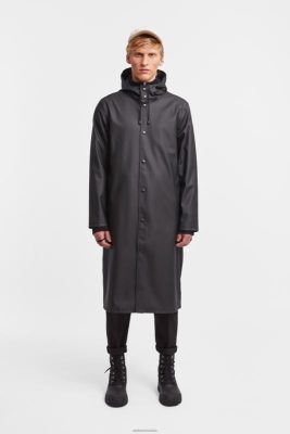 Stutterheim impermeabile lungo con stampa Stoccolma nero - Stutterheim Raincoats 8V6X6103 uomini